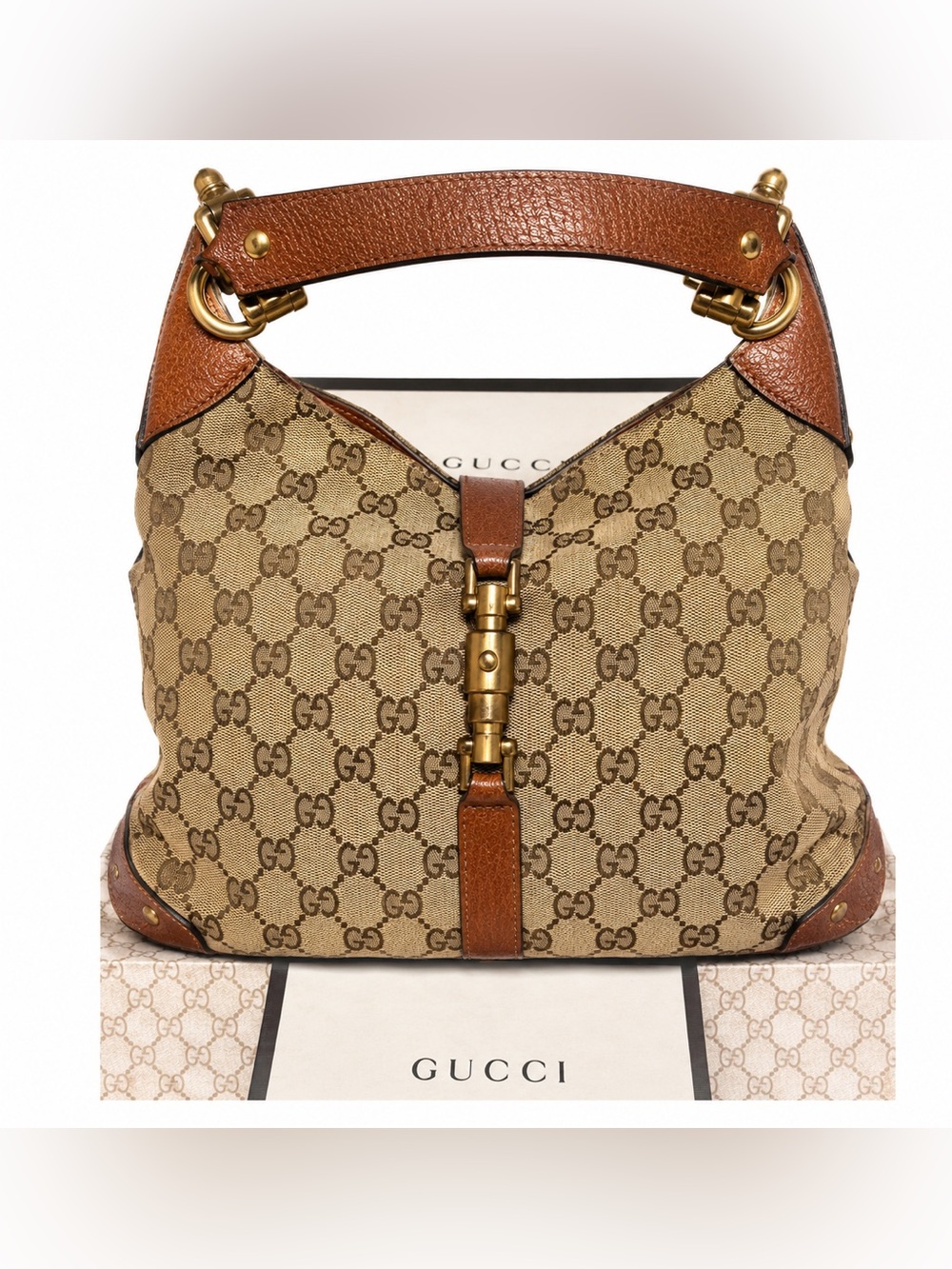 Authentic Gucci Jackie O Canvas Monogram Bag